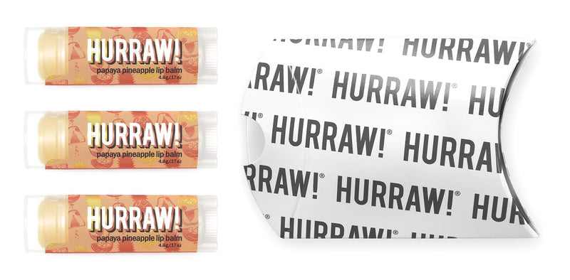 Hurraw! Papaya Pineapple Lip Balm, 3 Pack: Organic, Certified Vegan, Cruelty and Gluten Free. Non-GMO, 100% Natural Ingredients. Bee, Shea, Soy and Palm Free. Made in USA - BeesActive Australia