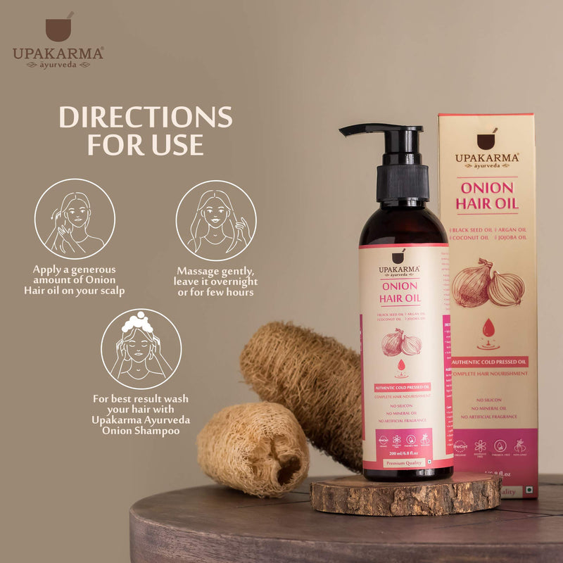 UPAKARMA Black Seed Onion Hair Oil 200ml and Red Onion Shampoo 300ml Hair Care Kit For Strong Hair (Oil + Shampoo Ultimate Combo) - BeesActive Australia