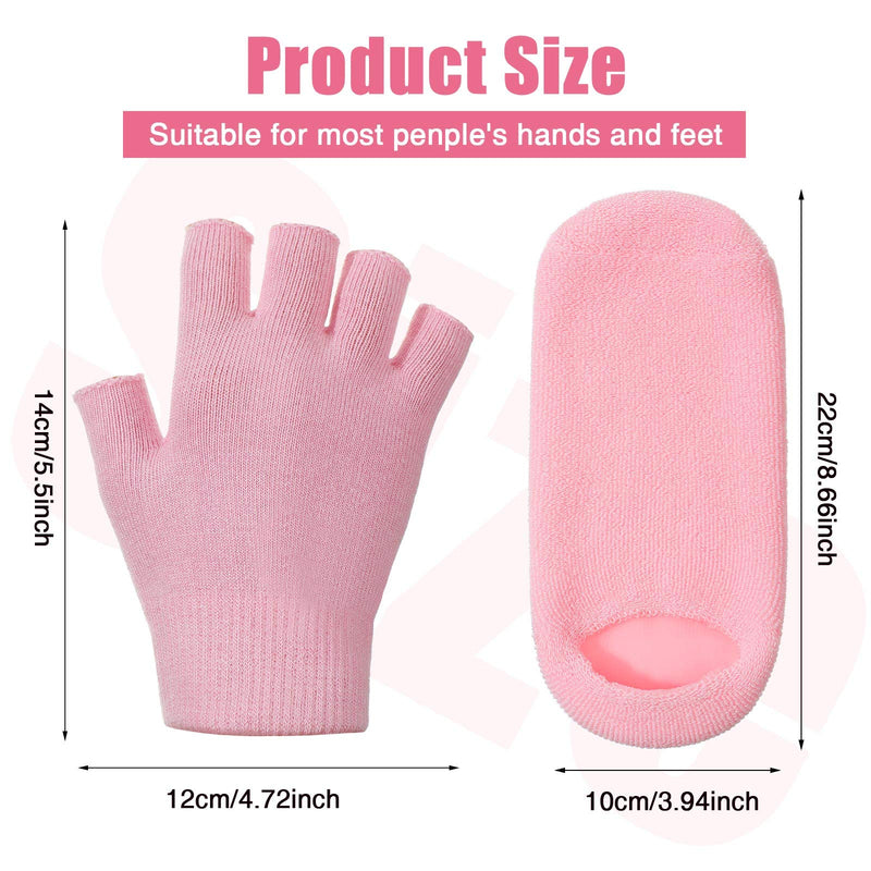 4 Pieces Moisturizing Spa Gloves and Socks Set, Gel Gloves and Socks Fingerless Moisturizing Glove Heel Spa Socks for Moisturizing Soften Dry Rough and Cracked Hands Feet Day and Night - BeesActive Australia