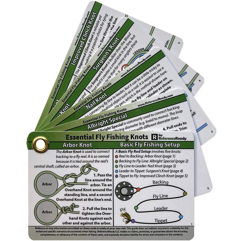 ReferenceReady Fly Fishing Knot Cards - Waterproof Guide to 14 Essential Fly Fishing Knots - Includes Mini Carabiner - BeesActive Australia