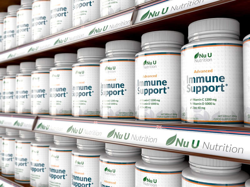 Immune Support - Vitamin C 1200mg and Zinc 40mg & Vitamin D3 1000IU - 180 Vegetarian Capsules - 3 Month Supply - Made in The UK by Nu U Nutrition - BeesActive Australia