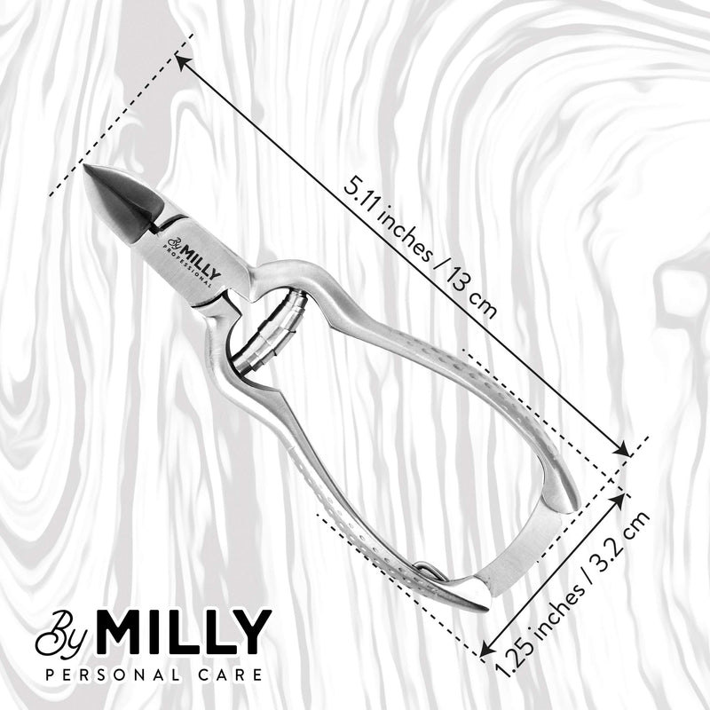 By MILLY Professional Toenail Clippers - All Stainless Steel - Heavy Duty, For Ingrown or Thick Toenails - Essential Pedicure Tool - Toe Nail Cutter - (Silver) Silver - BeesActive Australia