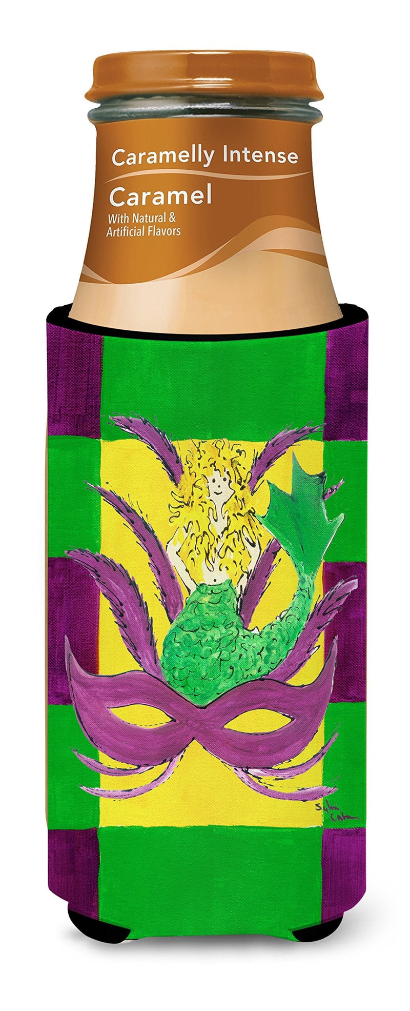 Caroline's Treasures 8162MUK Mardi Gras Ultra Beverage Insulators for Slim cans Blonde Mardi Gras Mermad with Mask Design, Slim Can, Multicolor - BeesActive Australia