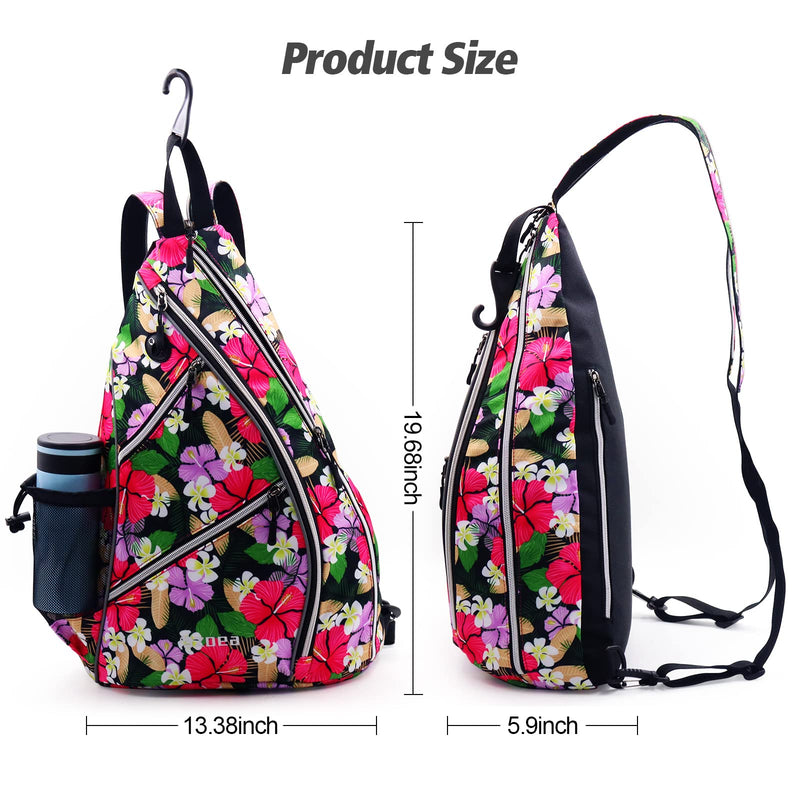 ZOEA Pickleball Bag, Sport Pickleball Sling Bag for Women Man, Adjustable Pickleball Backpack with Fence Hook Water Bottle Holder, Fits 4 Paddles and All Your Other Gear Mixed Purple - BeesActive Australia