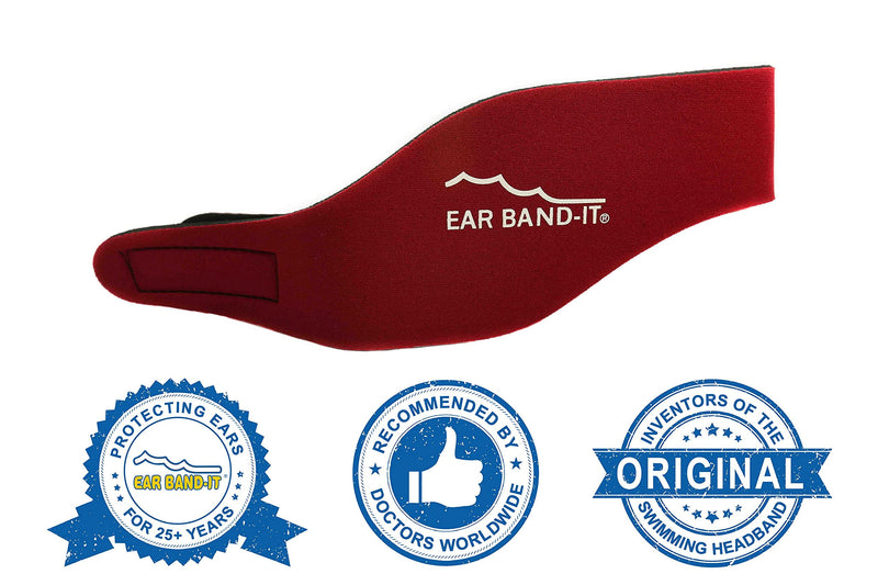 Ear Band-It Swimming Headband - Invented by Physician - Hold Ear Plugs in - The Original Swimmer's Headband - Doctor Recommended - Secure Earplugs Small (ages 3mo to 1yr) Red - BeesActive Australia