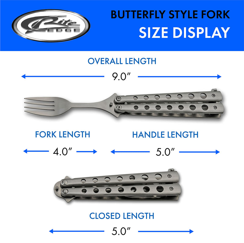 SZCO Supplies 9” Silver Finished Butterfly-Open Style Travel/Camping Fork (211520-SL) - BeesActive Australia