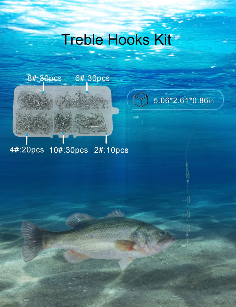Beoccudo Treble Hooks Kit, Saltwater Freshwater Size 2 4 6 8 10 Triple Fishing High Carbon Steel Hooks - BeesActive Australia