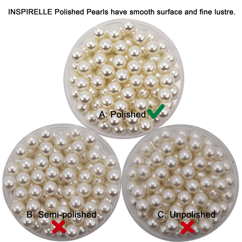 INSPIRELLE 1100 Pieces White Undrilled Art Faux Pearls for Vase Fillers, 8mm No Hole Makeup Beads to Hold Brush Lipstick Eyeliner, Imitation Round Pearl Beads for Table Scatter Home Wedding Decoration - BeesActive Australia