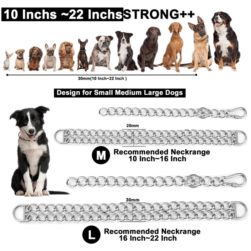W/W Lifetime Dog Chain Collar Walking Metal Chain Collar with Design Secure Buckle, Cuban Link 24MM Strong Heavy Duty Chew Proof for Small Medium Dogs S (Suits Dog Neck 10" to 16") Silver - BeesActive Australia