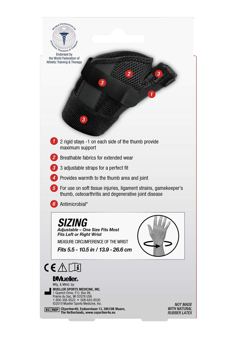 Mueller Sports Medicine Adjust-to-Fit Thumb Stabilizer, For Men and Women, Black, One Size Fits Most 1 Count (Pack of 1) - BeesActive Australia
