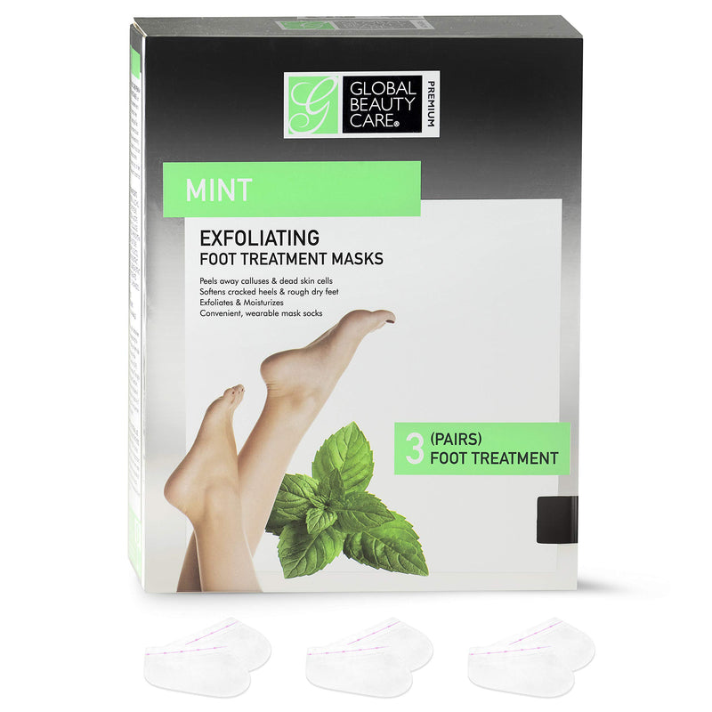 Global Beauty Care Premium Exfoliating Treatment Foot Spa Mask Peeling Away Calluses and Dead Skin for Men & Women Baby Soft - 3 Pairs (Exfoliating-Mint) Exfoliating-Mint - BeesActive Australia