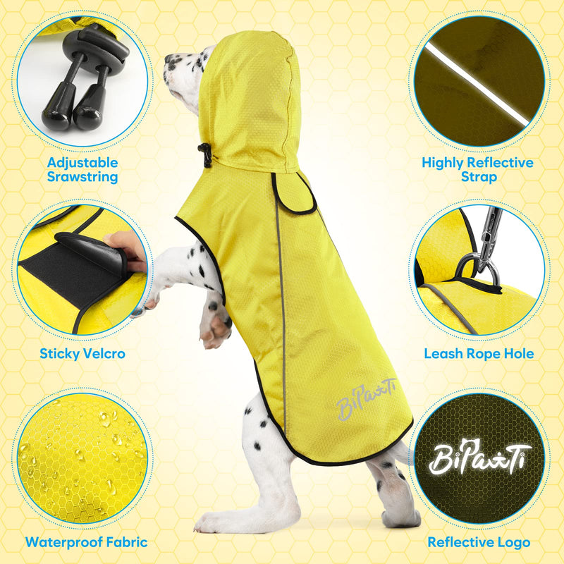 Dog Raincoat,Waterproof Hooded Slicker Poncho,Dog Reflective Safety Dog Rain Jacket,Windproof Snow-Proof Dog Rain Coat,Dog Raincoats for Small,Medium,Large Dogs Yellow Medium - BeesActive Australia