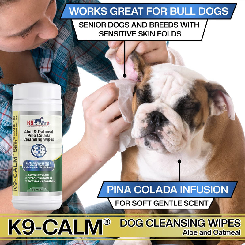 K9 Pro Dog Wipes Cleaning Deodorizing for Paws and Butt - All Natural Pet Wipes for Dogs, Premium Puppy Wipes for Dogs Feet and Dog Face Wipes, Dog Paw Wipes, Dog Bath Wipes for Dogs Feet 60 Count - BeesActive Australia