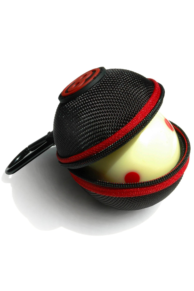 [AUSTRALIA] - Ballsak Sport - Red/Black - Clip-on Cue Ball Case, Cue Ball Bag for Attaching Cue Balls, Pool Balls, Billiard Balls, Training Balls to Your Cue Stick Bag Extra Strong Strap Design! 