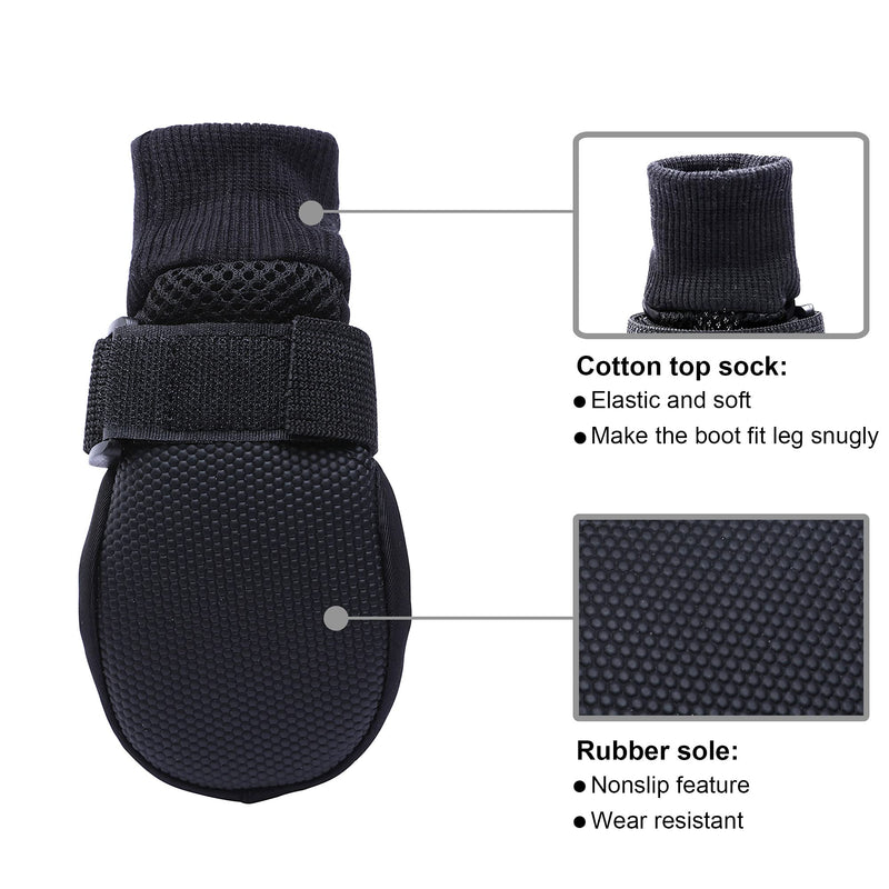 Hipaw Summer Breathable Dog Boots Nonslip Sole Paw Protector for Hardwood Floor XLarge ( Insole: 2.83"W ) Black - BeesActive Australia