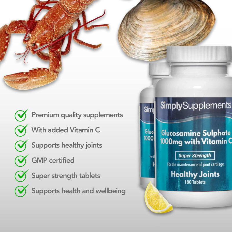 Glucosamine 1000mg with Vitamin C | Premium-Grade Glucosamine | 180+180 (360) Tablets | Manufactured in The UK - BeesActive Australia