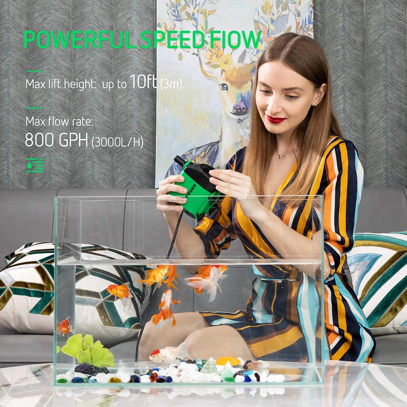 VIVOSUN 800GPH Submersible Pump & 1-Pack LCD Digital Aquarium Thermometer, Ultra Quiet Water Pump with 10ft High Lift, for Fish Tank, Pond, Aquarium, Statuary, Hydroponics - BeesActive Australia