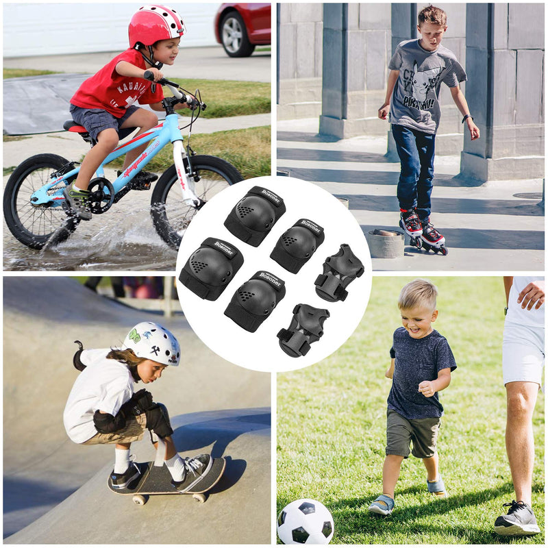 BOSONER Kids/Youth Knee Pad Elbow Pads for Roller Skates Cycling BMX Bike Skateboard Inline Rollerblading, Skating Skatings Scooter Riding Sports Black Small (3-7 years) - BeesActive Australia