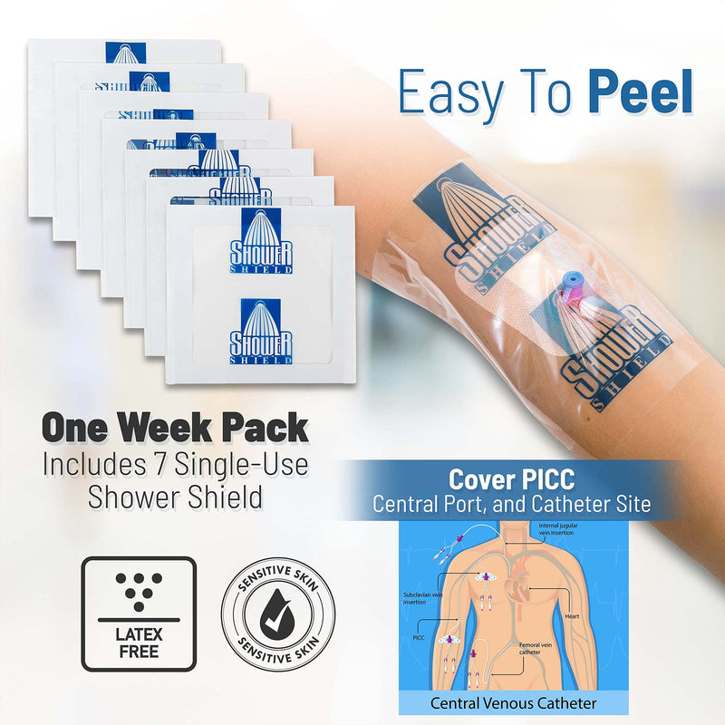 Shower Shield | 10x12 Inch PICC Line Shower Cover | Catheter Shower Cover, 10x12 Inch (Pack of 7) - BeesActive Australia