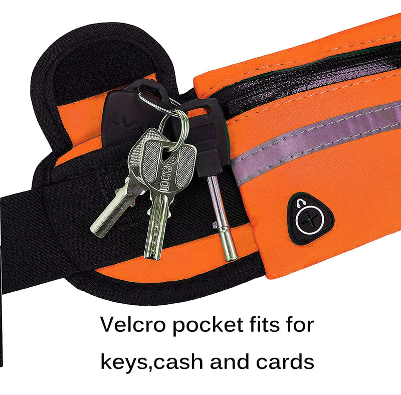 LuckyZhe Reflective Running Belt with Water Bottle Holder for Women Men, Waist Pack Bag for Fitness, Workout, Walking, Running, Hiking,Cycling, Travelling (Orange) Orange - BeesActive Australia
