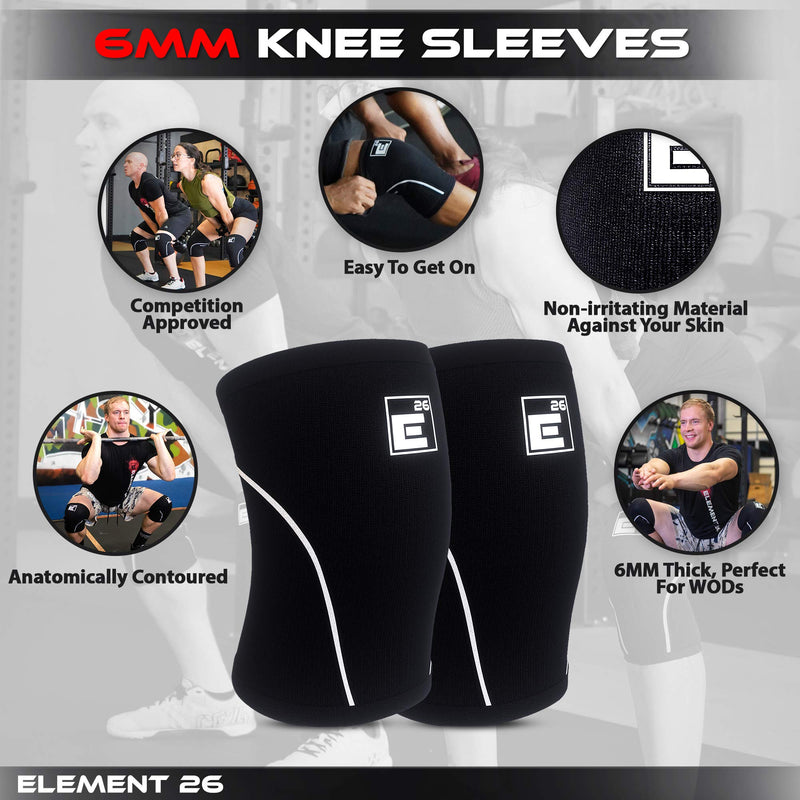 Knee Sleeves for Weightlifting (Sold as a Pair) - 6mm Premium Neoprene for Optimal Compression, Mobility, and Warmth - Compression Sleeve for Functional Fitness, WODs, Squats, Deadlifts (Small, Black) Small Black and White - BeesActive Australia
