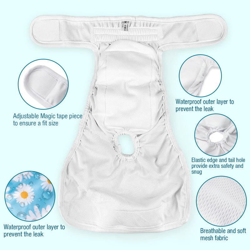 Pet Soft Washable Female Diapers (3 Pack) - Female Dog Diapers, Comfort Reusable Doggy Diapers for Girl Dog in Period Heat Flowers X-Small (Pack of 3) - BeesActive Australia