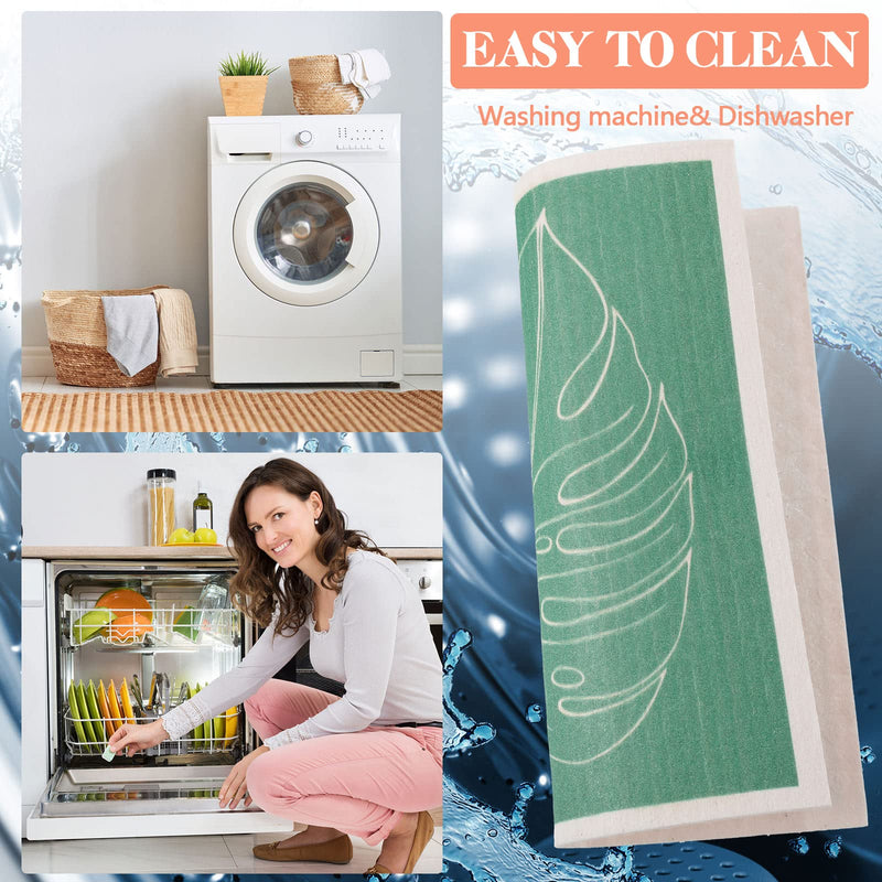 6 Pcs Swedish Kitchen Dishcloths Swedish Dishes Cloths for Kitchen Absorbent Sponge Cloths Kitchen Towels Reusable Cleaning Cloths Quick Drying for Home Kitchen Cleaning Dishcloths (Abstract Leaves) Abstract Leaves - BeesActive Australia