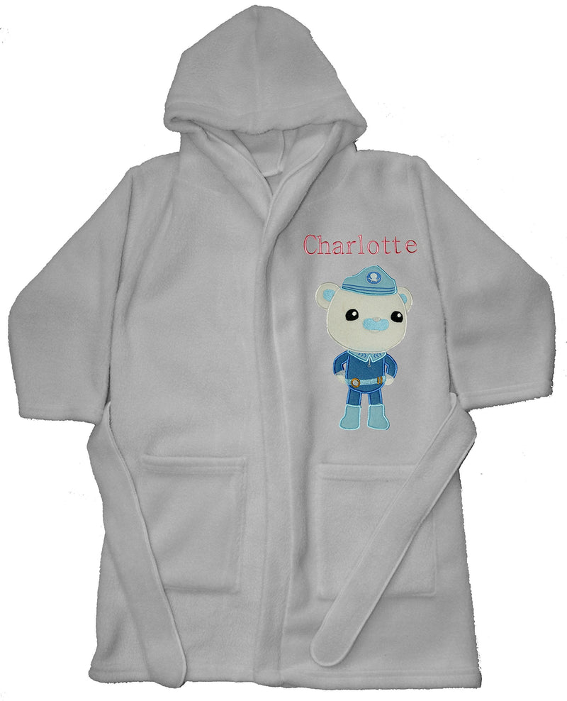 Girls Octonauts Captain Barnacles Applique Personalised Super Soft Fleece Dressing Gown 1-2 Years Pink - BeesActive Australia