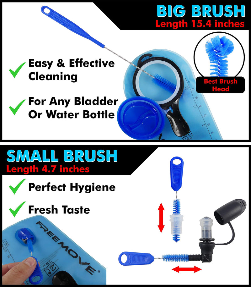 Hydration Bladder Cleaning Kit 5in1 | NO MORE DIRT | Universal for Water Bladder Bag | Camelback Cleaner Kit | Large Brush, Small Brush, Snake Brush, Drying Hanger, Carry Bag & 2x Cleaning Tablets - BeesActive Australia