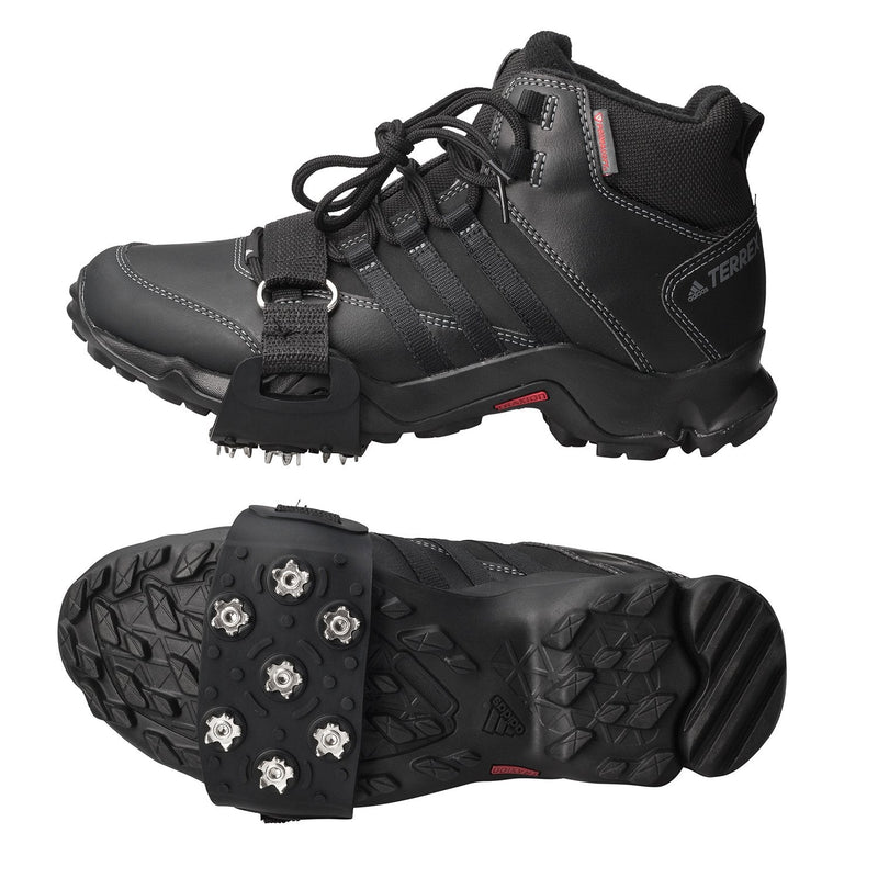 FANBX F Crampon Traction Cleats Anti-Skid Traction Grips Crampons Spikes 7 Point Cleats for Footwear for Walking, Jogging, Hiking, Mountaineering Ice Snow Grips Black - BeesActive Australia
