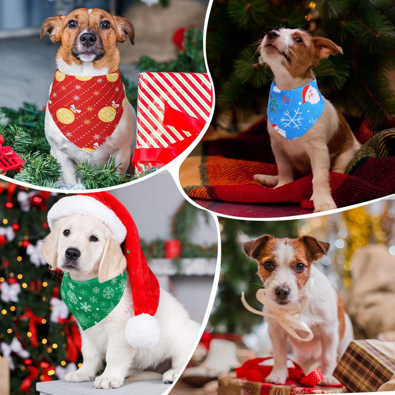 50 Pieces Christmas Dog Bandanas Bulk Dog Kerchief Set Bibs Triangle Dog Scarf Dog Bandanas with Christmas Patterns for Christmas Party Pet Costume Accessories Decoration - BeesActive Australia