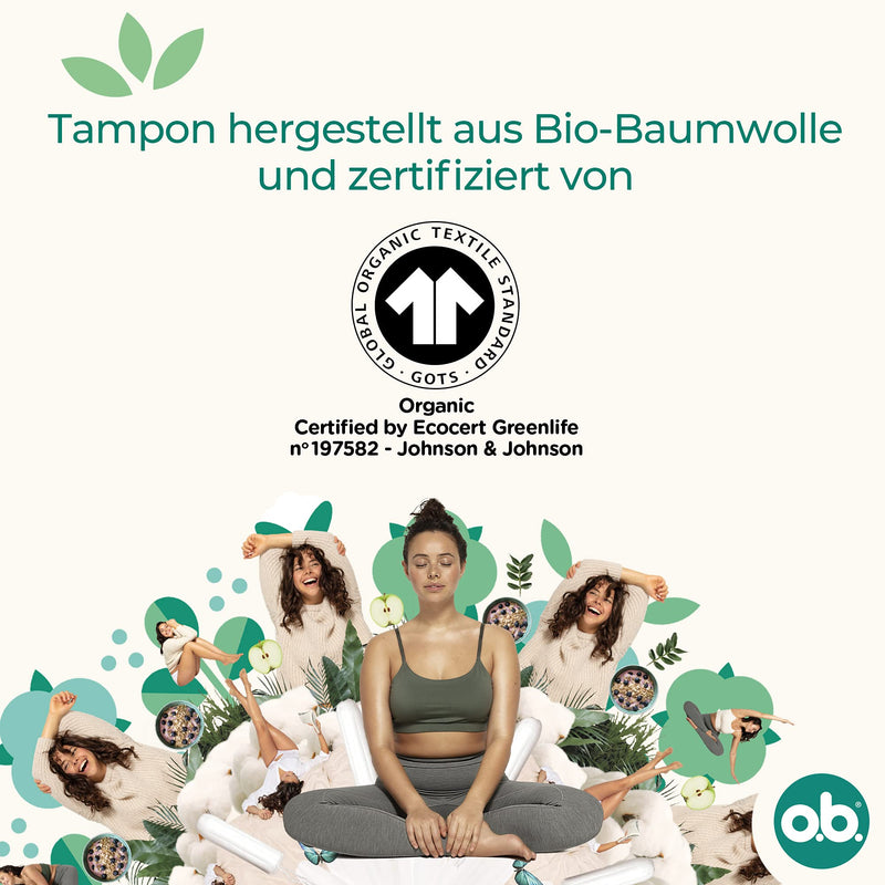 o.b. Organic Normal, Organic Tampons for Medium to Strong Days, Made from 100% Organic Cotton for Natural Protection (1 x 16 Pieces),Brown,30360 - BeesActive Australia
