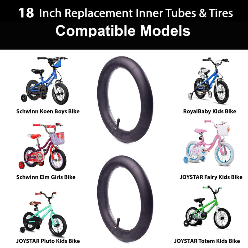 AR-PRO 18" x 1.75/1.95/2.125 Bike Inner Tubes (2-Pack) Compatible with Most 18’’ Kid Bikes Like RoyalBaby, Schwinn, Dynacraft Magna and Titan - Made from BPA/Latex Free Premium Quality Butyl Rubber - BeesActive Australia