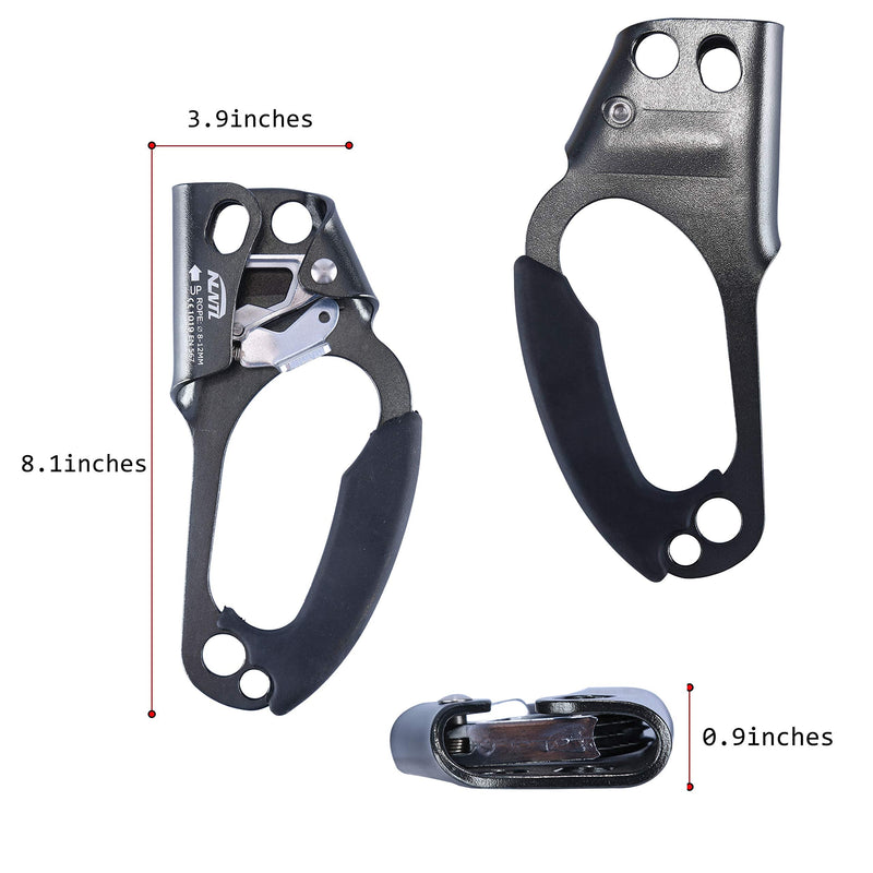 WILDKEN Climbing Hand Ascender Outdoor Mountaineering Tree Arborist Climbing Rappelling Equip Hand Ascender for 8-12MM Rope Left Right Hand Ascender Black - Right - BeesActive Australia