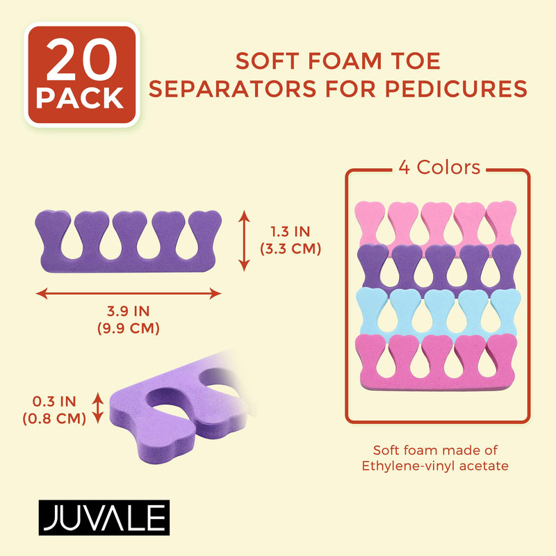 Juvale Soft Foam Toe Separators for Pedicures (3.9 x 1.3 in, 4 Colors, EVA, 20 Pack) - BeesActive Australia