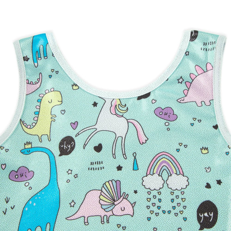 Gymnastics Leotards for Girls Toddlers Biketards Unicorn Dinosaur Rainbow Mermaid Leopard Donut Galaxy 1-2T Aqua Blue - BeesActive Australia