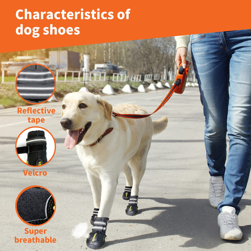 Dog Shoes for Large Dogs, Dog Boots & Paw Protectors for Hot Pavement Winter Snow, Anti-Slip Booties for Hiking Walking, Waterproof Breathable and Reflective Dog Booties for Large Size Dogs 4PCS Black Size 6 (Width 2.37-2.67 inch)Black - BeesActive Australia