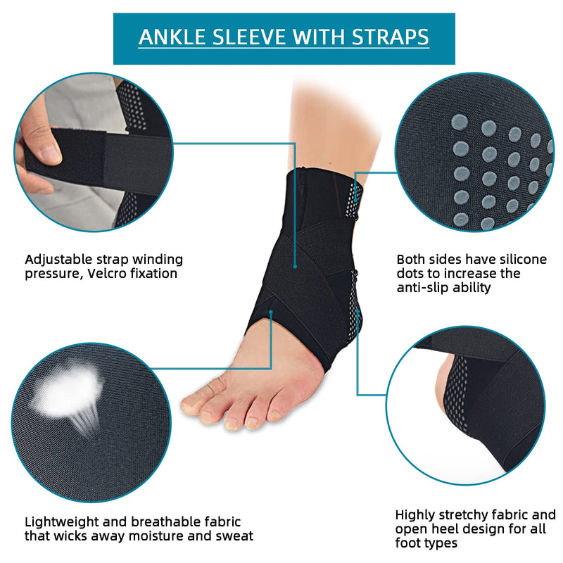 Seektop Ankle Support Brace for Women & Men,Ankle Compression Sleeve with Adjustable Strap,Breathable Ankle Wrap for Sprain, Achilles Tendonitis, Plantar Fasciitis,Pain Foot Medium - BeesActive Australia
