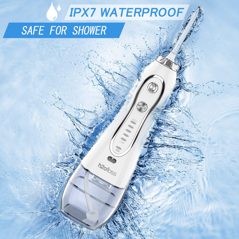 H2ofloss Water Flosser Professional Cordless Dental Oral Irrigator - Portable and Rechargeable IPX7 Waterproof Water Flossing for Teeth Cleaning,300ml Reservoir Home and Travel (HF-6) - BeesActive Australia