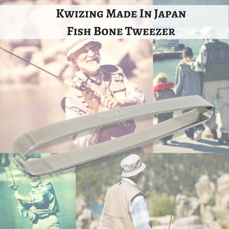 Kwizing MADE IN JAPAN Fish Bone Tweezers by RCI GLOBAL - Non-Slip, Precision Grip - Debone Salmon, Bass, Catfish - Stainless Steel Handmade Japanese Craftsmanship (4 3/4") 4 3/4" - BeesActive Australia