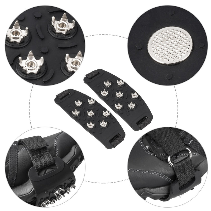 FANBX F Crampon Traction Cleats Anti-Skid Traction Grips Crampons Spikes 7 Point Cleats for Footwear for Walking, Jogging, Hiking, Mountaineering Ice Snow Grips Black - BeesActive Australia