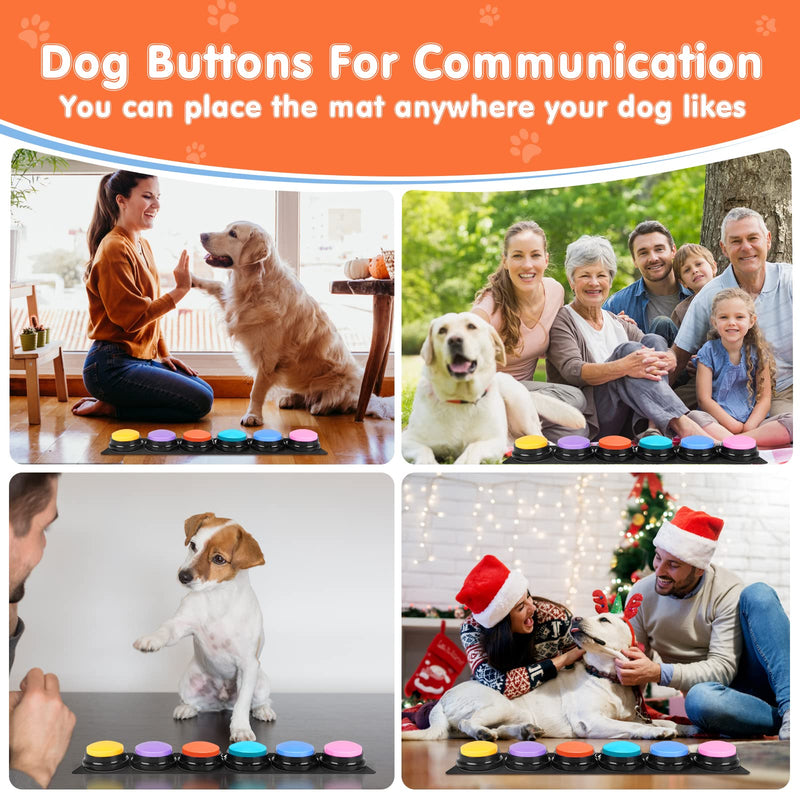 DCIAER Dog Buttons for Communication,Talking Buttons for Dogs,6 Recordable Sound Buttons + 24 Scene Patterns + Dog Button Mat，30 Second Recordable Answer Buzzer for Pet Sound Training Toy - BeesActive Australia