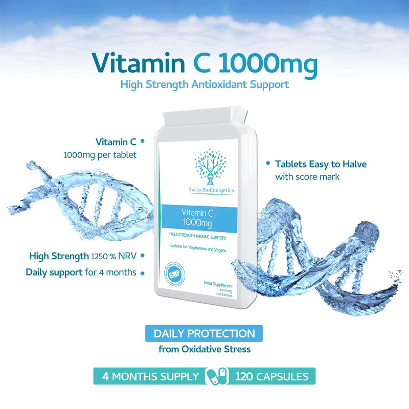 Vitamin C 1000mg 120 Tablets � High Strength Immune Support contributes to The Reduction of Tiredness and Fatigue and to Normal Energy yielding Metabolism. � Exclusively Manufactured in The UK - BeesActive Australia