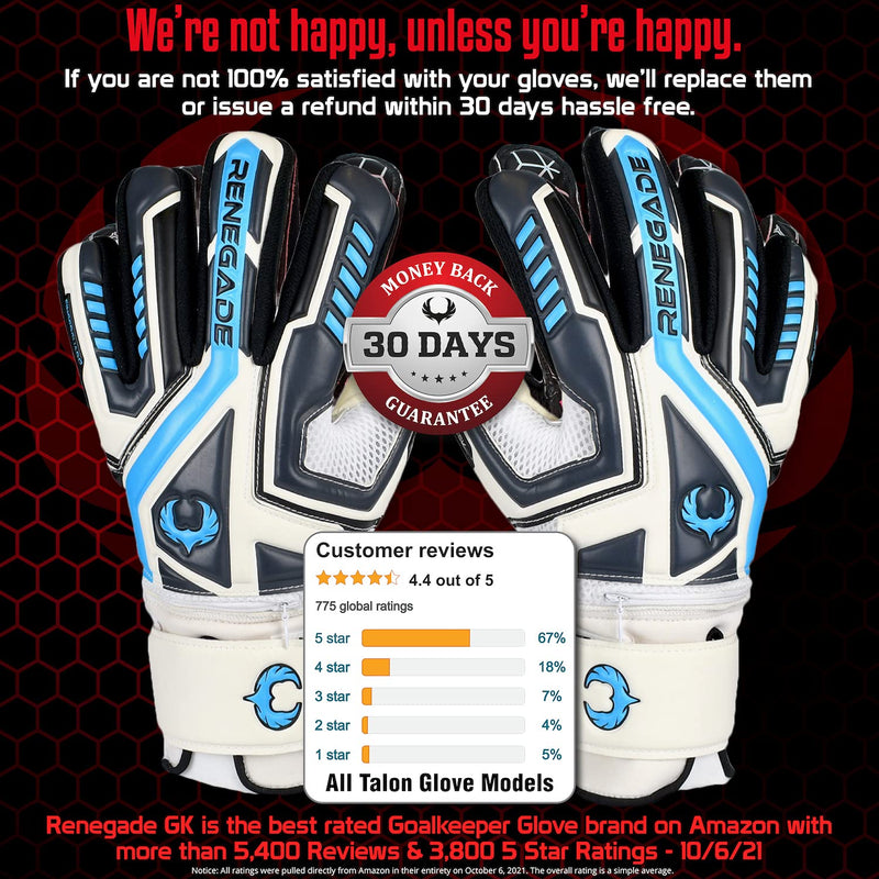 Renegade GK Talon Goalie Gloves with Microbe-Guard (Sizes 5-11, 5 Styles, Level 3) Pro-Tek Fingersaves & 3.5+3MM Hyper Grip XD | Durable Goalkeeper Glove for All-Around Play | Based in The USA Cryo - Negative Cut 7 - BeesActive Australia