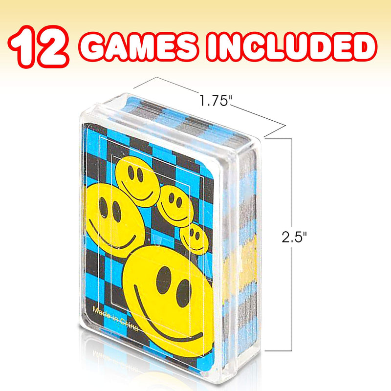 [AUSTRALIA] - Gamie Mini Smile Playing Cards Deck - Pack of 12 - 2.5 Inches Tall - Blue Checkerboard Background - Poker-Casino Cards - Carnival Prize, Party Favor and Gift Idea for Kids Ages 3+ 