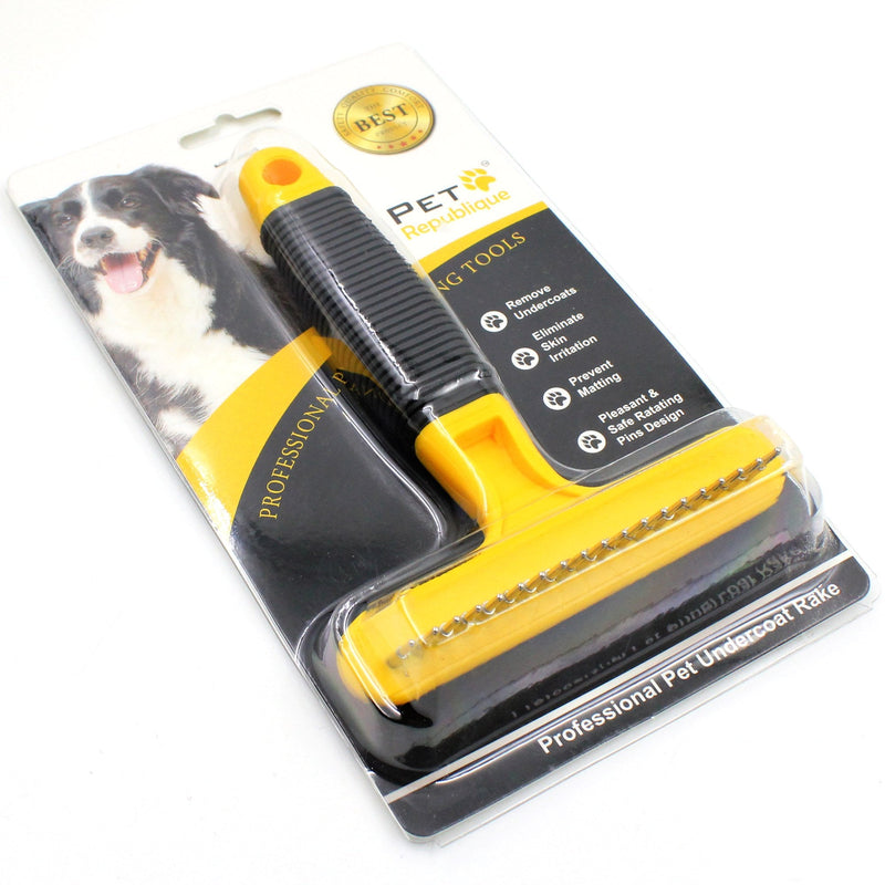 Pet Republique Dog Dematting Comb Rake – Undercoat Mat Brush - Knot Out for Dogs, Cats, Rabbits, Any Long Haired Breed Pets - Undercoat Rake Design - BeesActive Australia
