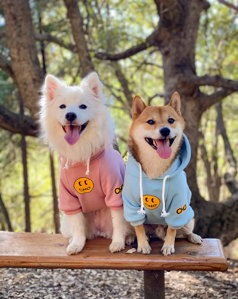ChoChoCho Smile Dog Hoodie, Smiley Face Dog Sweater, Stylish Dog Clothes, Cotton Sweatshirt for Dogs and Puppies, Fashion Outfit for Dogs Cats Puppy Small Medium Large 3XL (Chest: 23.6''-28'' / Suggest: 31-50 lbs) Baby Blue - BeesActive Australia