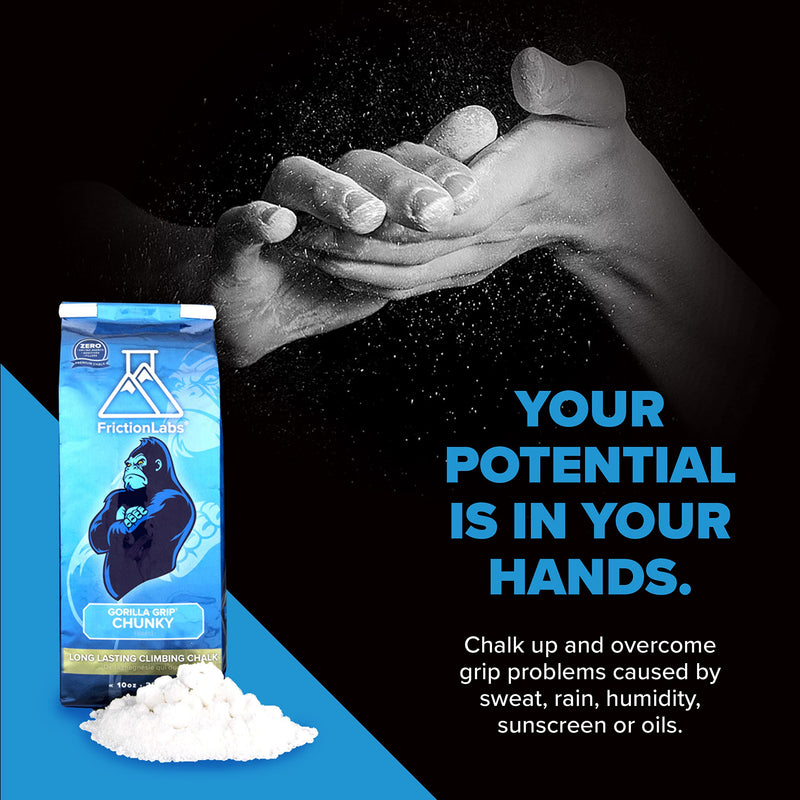Friction Labs Premium Sports Chalk for Rock Climbing, Weight Lifting, Gymnastics, Tennis & More - Long Lasting Grip, Healthier Skin, Better Overall Performance - Endorsed by 100+ Pro Athletes 5 oz Chunky Texture - Gorilla Grip - BeesActive Australia