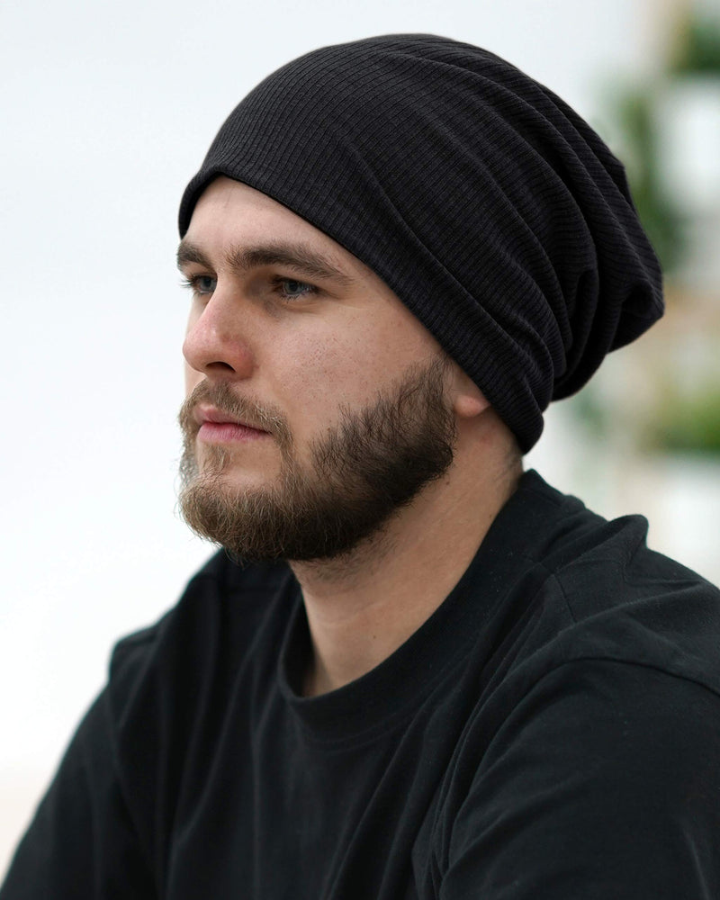 Trendy Stylish Beanie of Quality Knit Fabric, Breathability & Elasticity Skull Cap Hat … 01 Stripes-black - BeesActive Australia