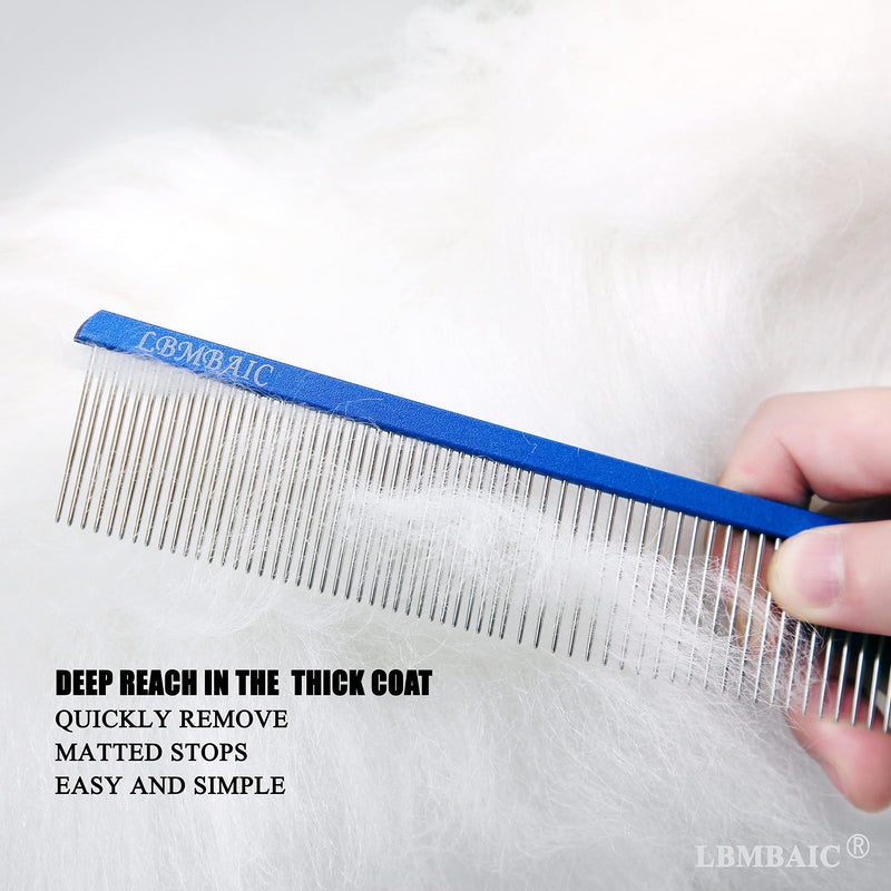 LBMBAIC Metal Dog Grooming Comb With Long and Wide Tooth Professional Comb for Dogs Reduce Pets Hair Tangles,Knots,and Mats.7.5INCHES Medium royalblue - BeesActive Australia